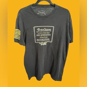 EUC Grunt Style large black patriotic tee Ronald Regan quote “Freedom”